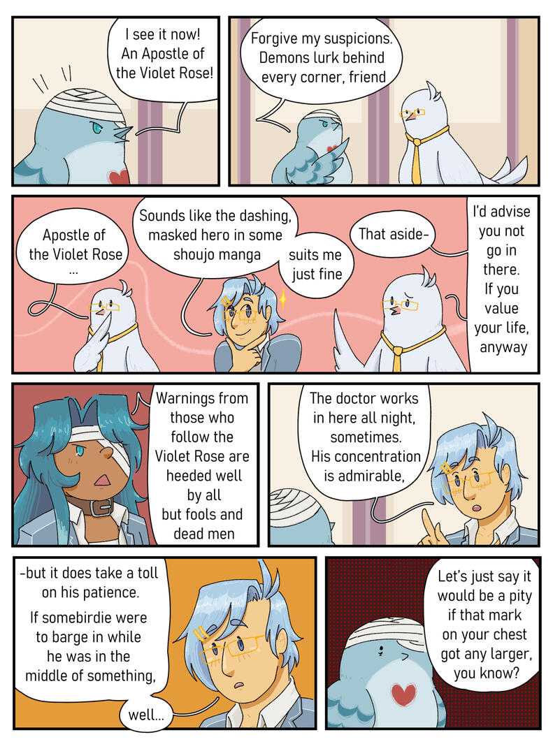 multi-panel fancomic featuring the characters Anghel Higure and Yuuya Sakazaki from Hatoful Boyfriend.